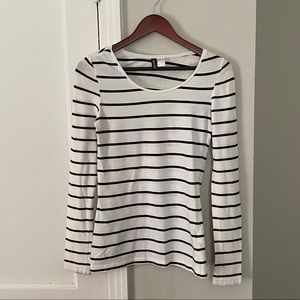 H&M Divided Striped Jersey Knit Long Sleeve Top